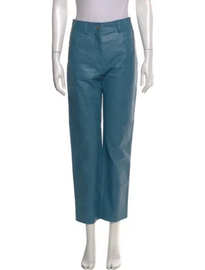 Pre-owned Miaou Faux Leather Straight Leg Pants In Brown