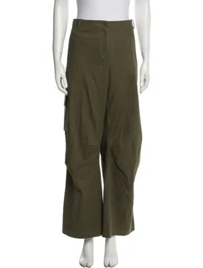 Pre-owned Miaou Faux Leather Wide Leg Pants In Green