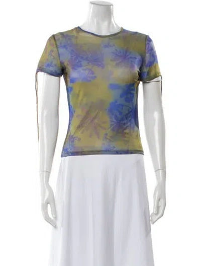 Pre-owned Miaou Floral Print Crew Neck Top In Multi