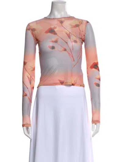 Pre-owned Miaou Floral Print Crew Neck Top In Multi