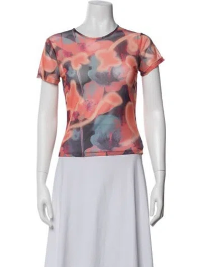 Pre-owned Miaou Floral Print Crew Neck Top In Multicolor