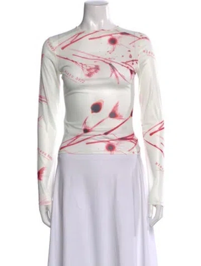 Pre-owned Miaou Floral Print Crew Neck Top In Neutral