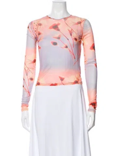 Pre-owned Miaou Floral Print Crew Neck Top In Orange