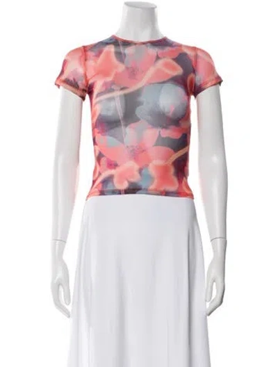 Pre-owned Miaou Floral Print Crew Neck Top In Pink