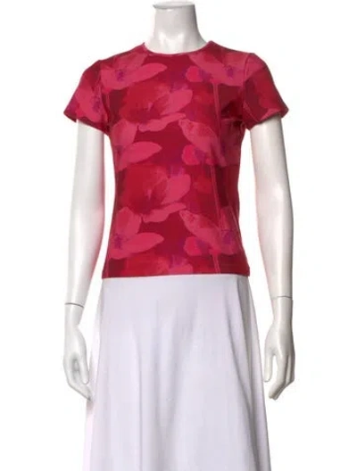Pre-owned Miaou Floral Print Crew Neck Top In Pink