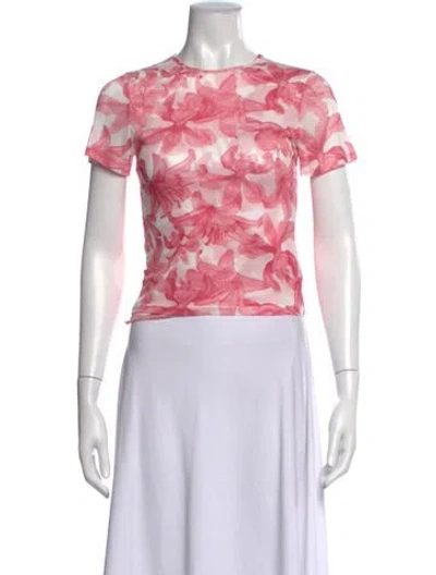 Pre-owned Miaou Floral Print Crew Neck Top W/ Tags In Pink