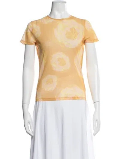 Pre-owned Miaou Floral Print Crew Neck Top In Yellow