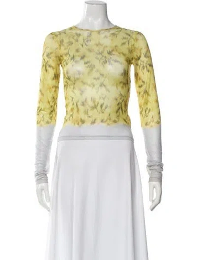 Pre-owned Miaou Floral Print Crew Neck Top In Yellow