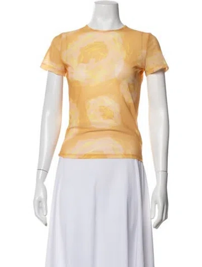 Pre-owned Miaou Floral Print Crew Neck Top In Yellow