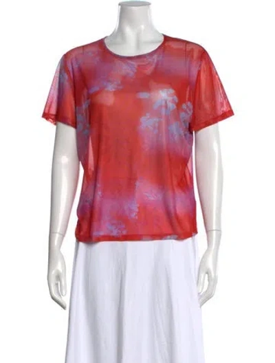 Pre-owned Miaou Floral Print Crew Neck T-shirt In Orange