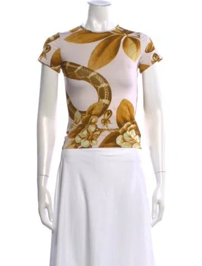 Pre-owned Miaou Floral Print Crew Neck T-shirt W/ Tags In Multi