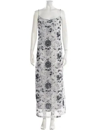 Pre-owned Miaou Floral Print Long Dress In Gray