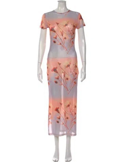 Pre-owned Miaou Floral Print Long Dress In Orange