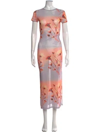 Pre-owned Miaou Floral Print Long Dress In Orange