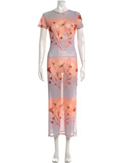 Pre-owned Miaou Floral Print Long Dress In Orange