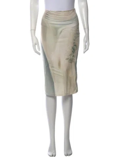 Pre-owned Miaou Floral Print Midi Length Skirt In Neutrals