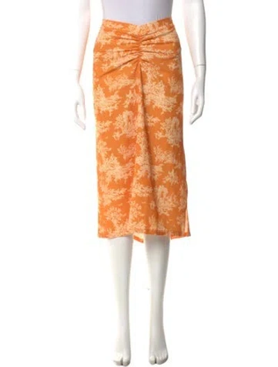 Pre-owned Miaou Floral Print Midi Length Skirt In Orange