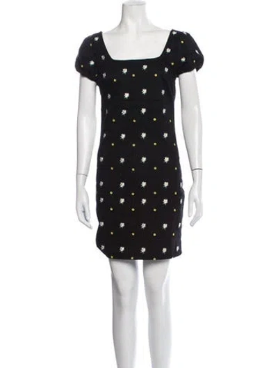 Pre-owned Miaou Floral Print Mini Dress In Black