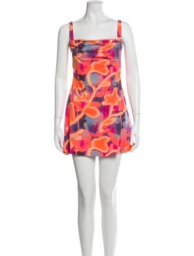 Pre-owned Miaou Floral Print Mini Dress In Orange