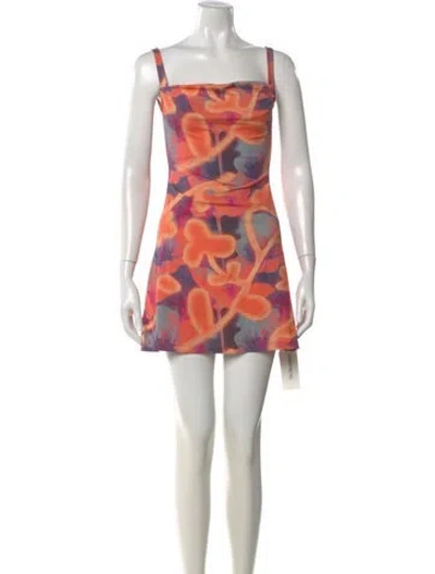 Pre-owned Miaou Floral Print Mini Dress In Orange