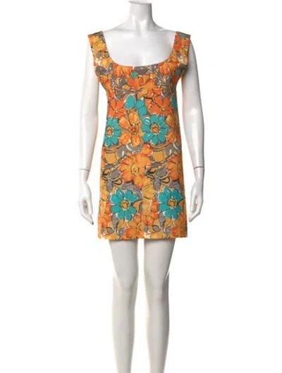 Pre-owned Miaou Floral Print Mini Dress In Orange