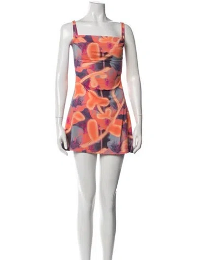 Pre-owned Miaou Floral Print Mini Dress In Orange