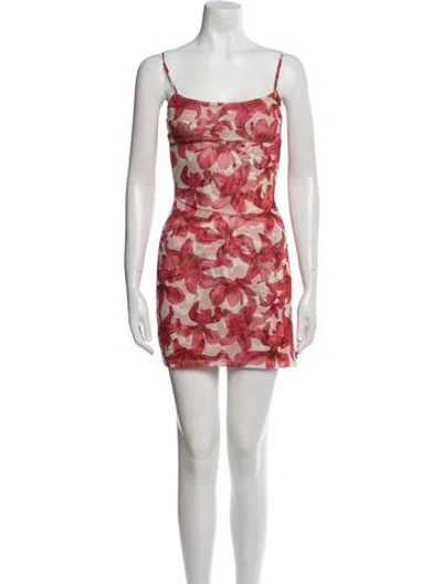 Pre-owned Miaou Floral Print Mini Dress W/ Tags In Neutral