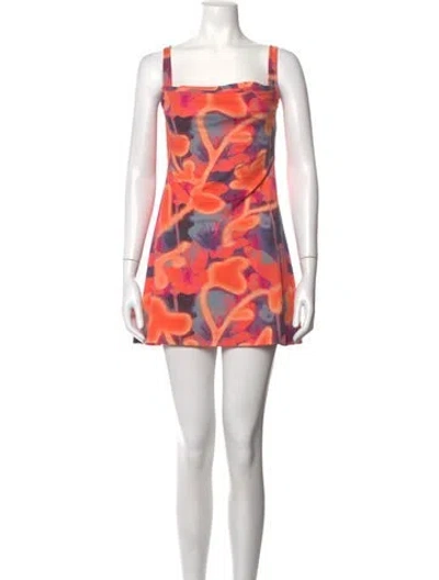Pre-owned Miaou Floral Print Mini Dress W/ Tags In Orange