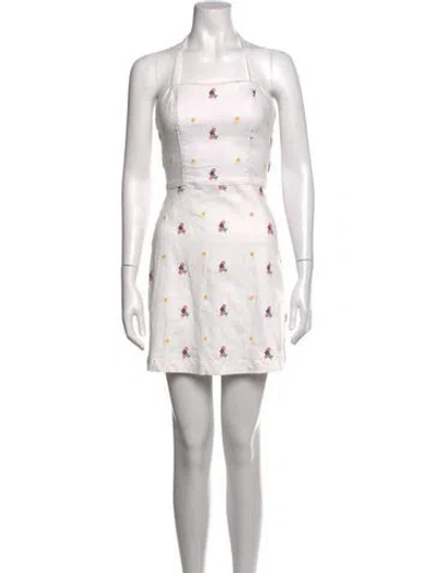 Pre-owned Miaou Floral Print Mini Dress In White