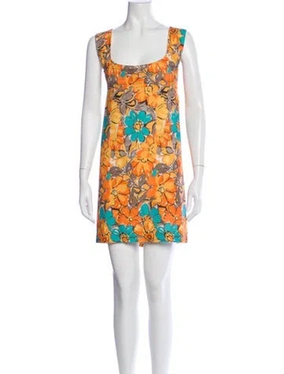 Pre-owned Miaou Floral Print Mini Dress In Yellow