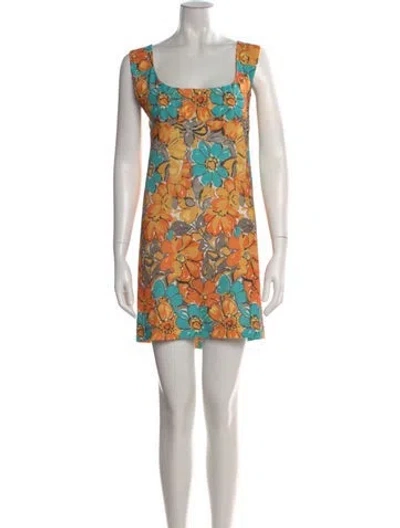Pre-owned Miaou Floral Print Mini Dress In Yellow
