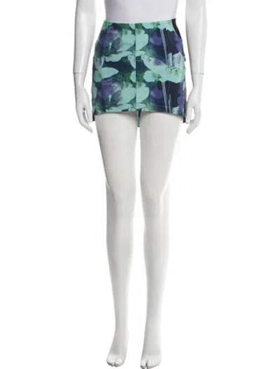 Pre-owned Miaou Floral Print Mini Skirt In Blue