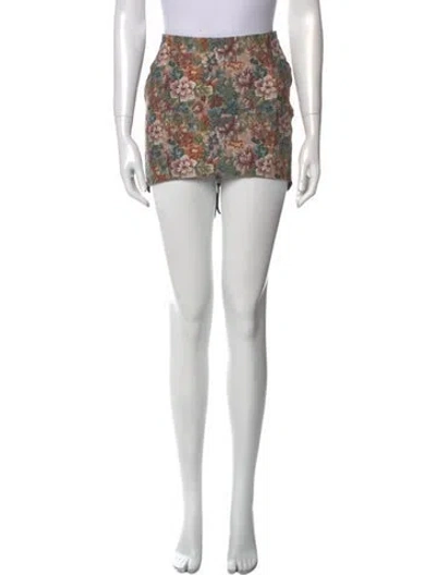 Pre-owned Miaou Floral Print Mini Skirt In Green