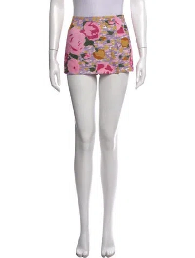 Pre-owned Miaou Floral Print Mini Skirt In Green