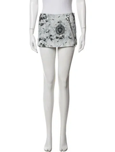 Pre-owned Miaou Floral Print Mini Skirt In Grey