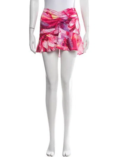 Pre-owned Miaou Floral Print Mini Skirt In Pink
