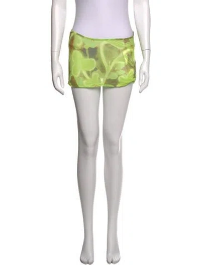 Pre-owned Miaou Floral Print Mini Skirt W/ Tags In Green