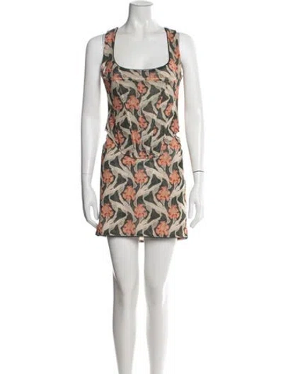 Pre-owned Miaou Floral Print Skirt Set In Neutral