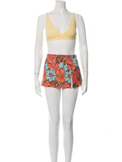 Pre-owned Miaou Floral Print Skirt Set In White