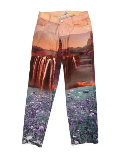 Pre-owned Miaou Floral Print Straight Leg Pants In Multicolor