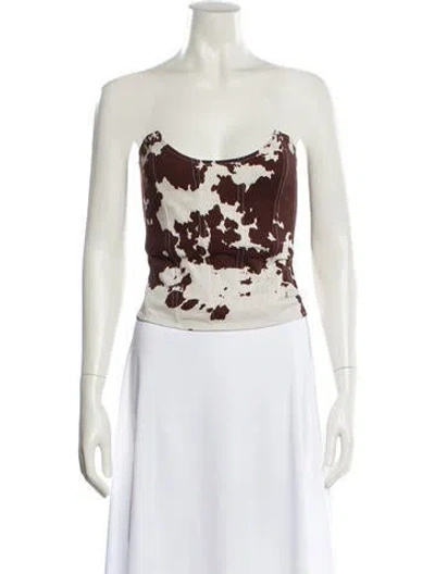 Pre-owned Miaou Floral Print Strapless Crop Top In Multi