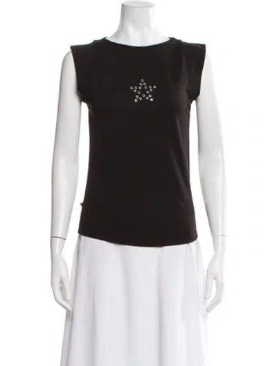Pre-owned Miaou Graphic Print Crew Neck Top In Black