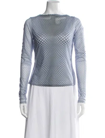 Pre-owned Miaou Graphic Print Crew Neck Top In Blue/white