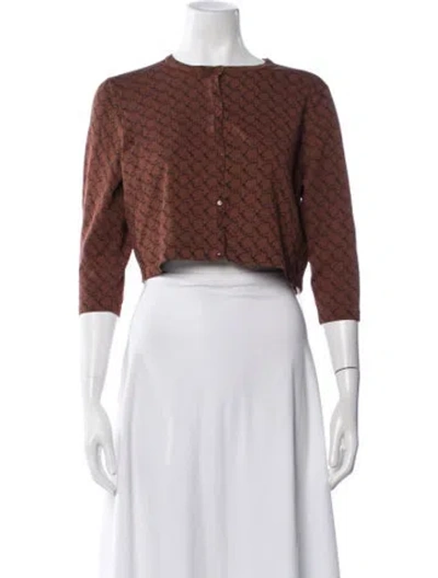 Pre-owned Miaou Graphic Print Crew Neck Top In Brown