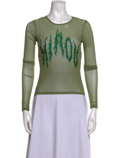 Pre-owned Miaou Graphic Print Crew Neck Top In Green