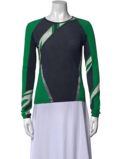 Pre-owned Miaou Graphic Print Crew Neck Top In Green