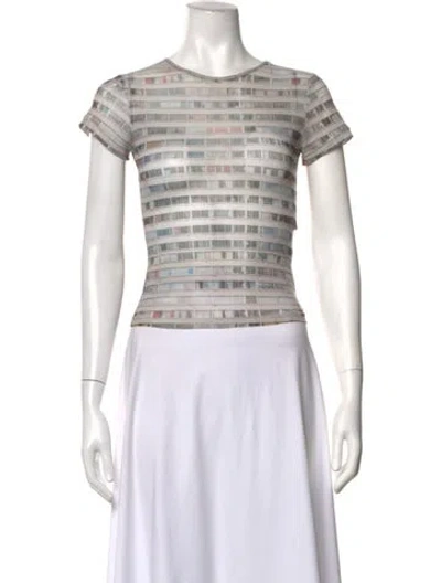 Pre-owned Miaou Graphic Print Crew Neck Top In Grey