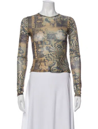 Pre-owned Miaou Graphic Print Crew Neck Top In Multi