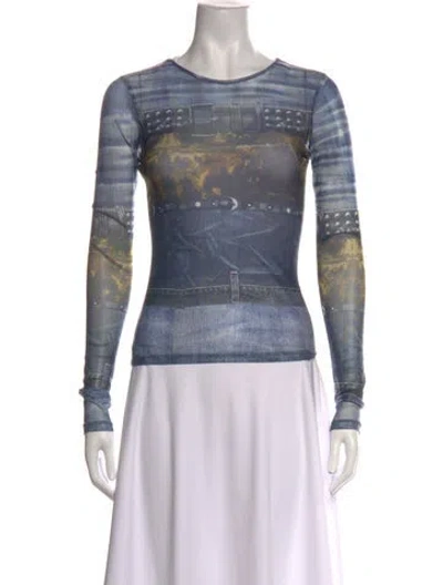 Pre-owned Miaou Graphic Print Crew Neck Top In Multicolor