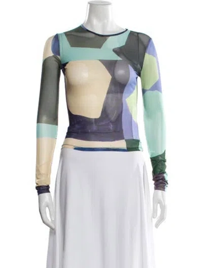 Pre-owned Miaou Graphic Print Crew Neck Top In Multicolor